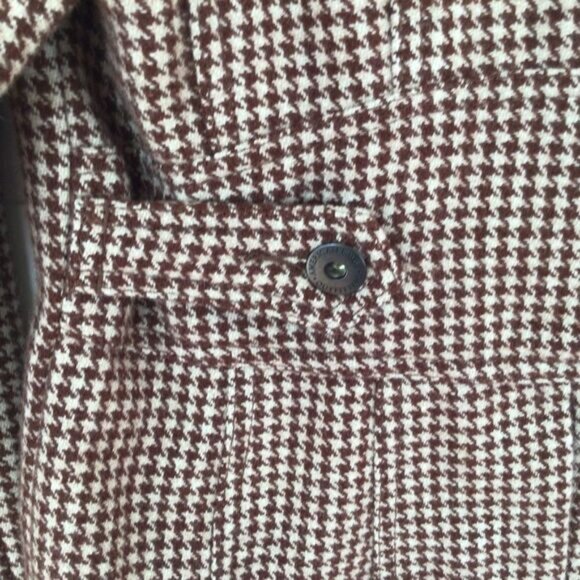 HOUNDSTOOTH Tweed blazer wool American Eagle outfitters ecru brown medium sefia - Picture 11 of 14